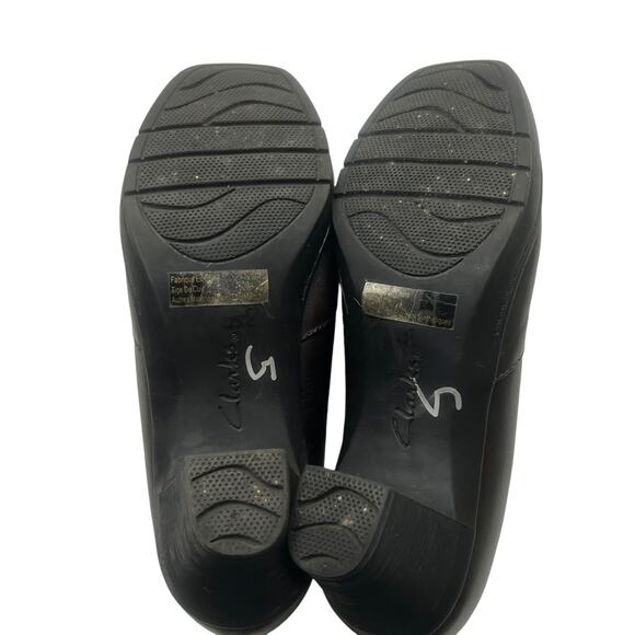 Clarks Ankle Boots Brown Leather Style 80826 Stacked Heel Shoe Bootie Womens 8W - Picture 11 of 12